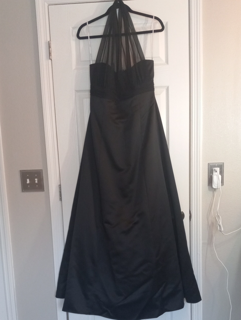 David's Bridal Black Halter A-Line Prom Dress Formal Size 14